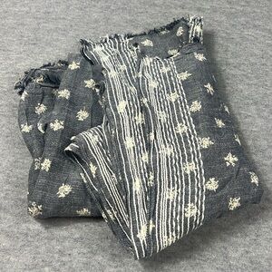Abercrombie & Fitch Scarf Shawl Wrap 
36”x80”Navy Blue Cream